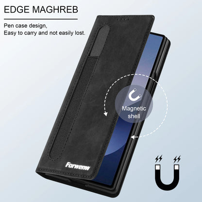Forwenw Luxury Card Bag Holder Leather Case for Galaxy Z Fold 7 Fold 6 Fold 5 Fold 4 Fold 3 Pen Slot Holder Folding Cover Funda
