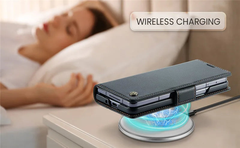 Luxury Magnetic Leather Wallet Multi Card Phone Case for Samsung Galaxy Z Fold 7 6 5 Fold6 Fold5 Shockproof Stand Cover Back Bag