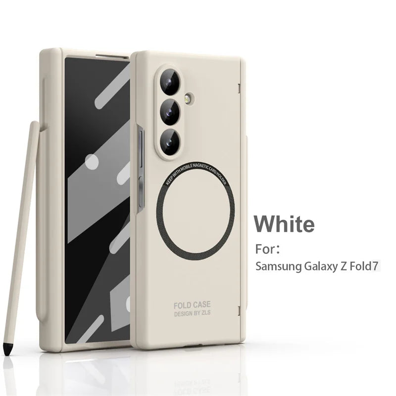 Ultra Thin Magsafe Magnetic Hinge Case for Samsung Galaxy Z Fold 5 6 7 With S Pen Slot 360 Full Protection Screen Glass Cover