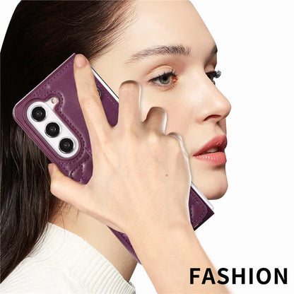 Crossbody Lanyard Leather Phone Case for Samsung Galaxy Z Fold 6 5 4 3 Fold6 Fold5 Fold4 Fold3 Wrist Rope Wallet Card Cover Etui