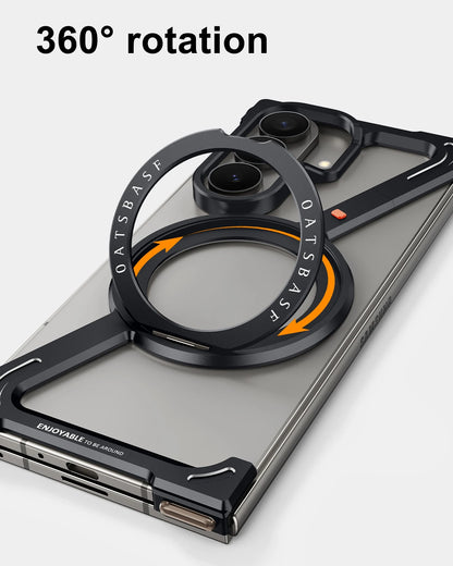 Oatsbasf Z Case for Samsung Galaxy Z Fold 7 Bumper Case with 360° Rotatable Magnetic Metal Kickstand,Frameless Minimalist Cover