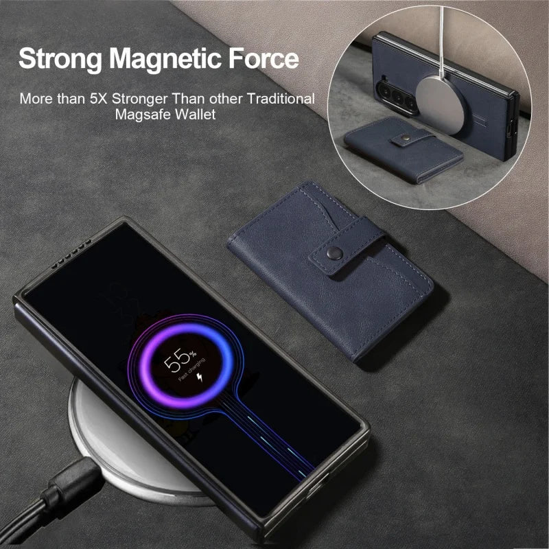 MagSafe Wireless Charging Wallet Card Phone Case For Samsung Galaxy Z Fold 7 6 5 4 3 Fold7 Fold6 Fold5 Flip Purse Holder Cover