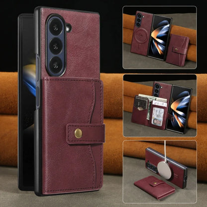 MagSafe Wireless Charging Wallet Card Phone Case For Samsung Galaxy Z Fold 7 6 5 4 3 Fold7 Fold6 Fold5 Flip Purse Holder Cover