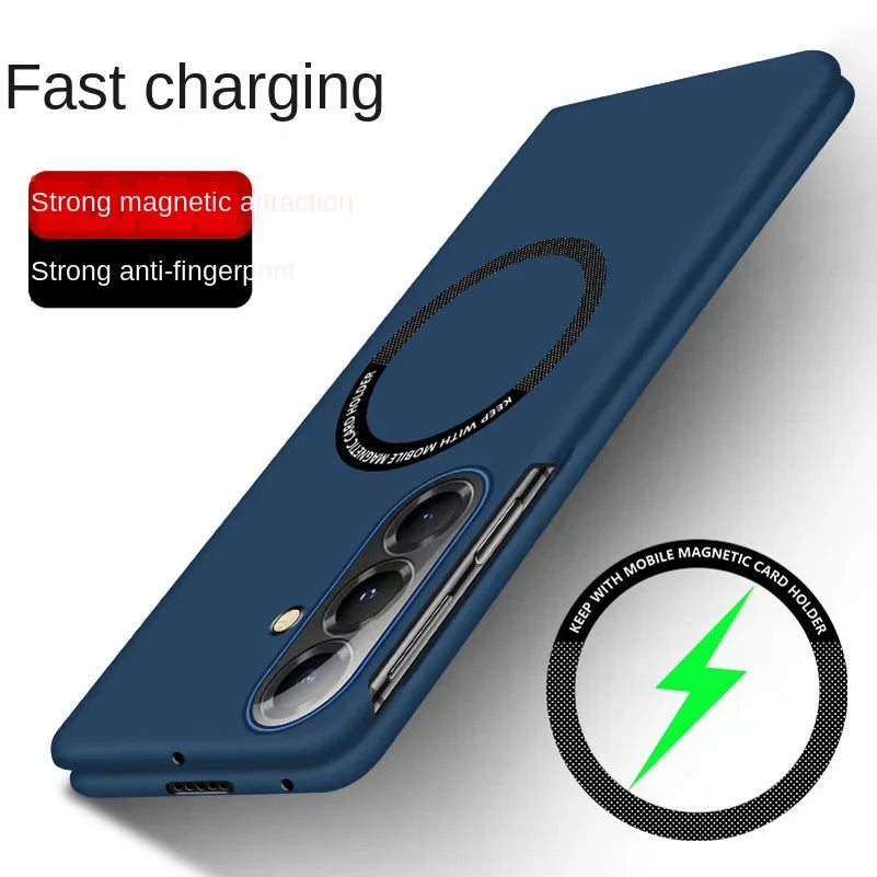 Business Sle Ultra-thin Frameless Magsafe Case for Samsung Galaxy Z Fold 7 6 5 4 3 Hard Fast Charging Shockproof Protect Cover