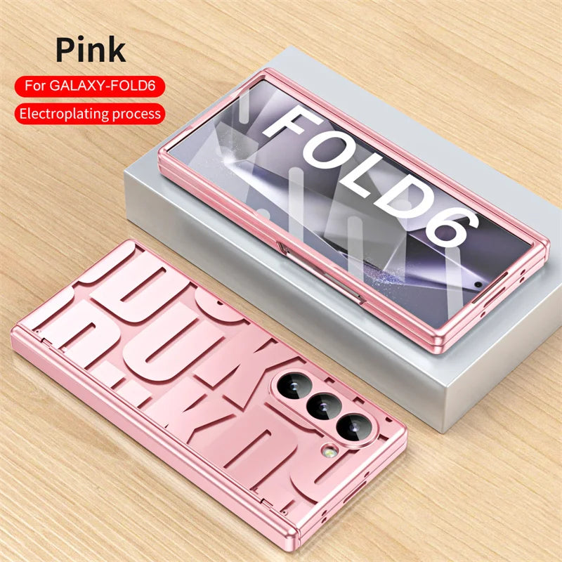 For Samsung Z Fold 3 4 5 6 5G Luxury Fashion Hinge Folding Phone Case For Samsung Z Fold 6 7 5G Trendy PC Back Cover Protective