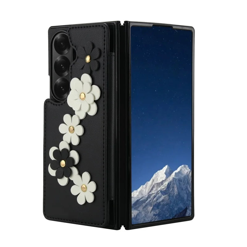 Long Lanyard Leather Wallet Card Slot Phone Case for Samsung Galaxy Z Fold 7 6 5 4 Wrist Strap Flip Purse Holder Cover Back Bag