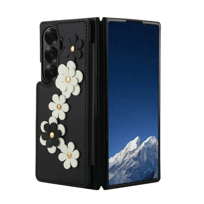 Long Lanyard Leather Wallet Card Slot Phone Case for Samsung Galaxy Z Fold 7 6 5 4 Wrist Strap Flip Purse Holder Cover Back Bag