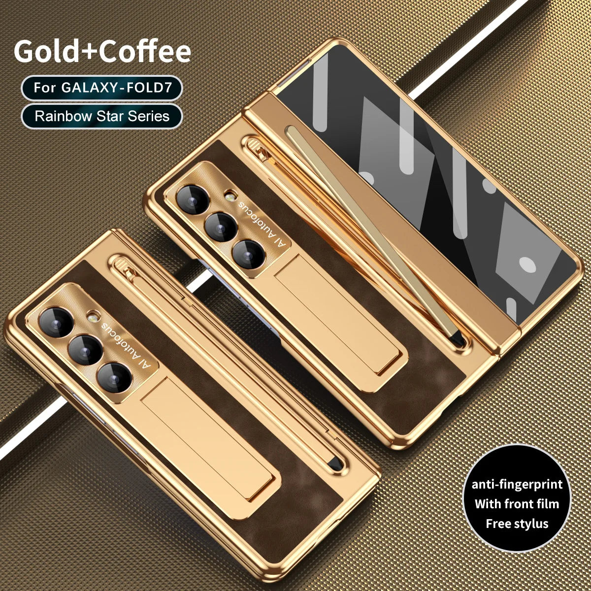 Stylus Pen Slot Bracket Phone Case for Samsung Galaxy Z Fold 7 Fold 6 5 4 Glass Film UV Electroplating Edge All-inclusive Cover