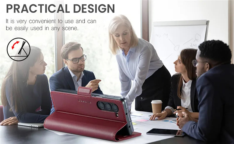 Luxury Magnetic Leather Wallet Multi Card Phone Case for Samsung Galaxy Z Fold 7 6 5 Fold6 Fold5 Shockproof Stand Cover Back Bag