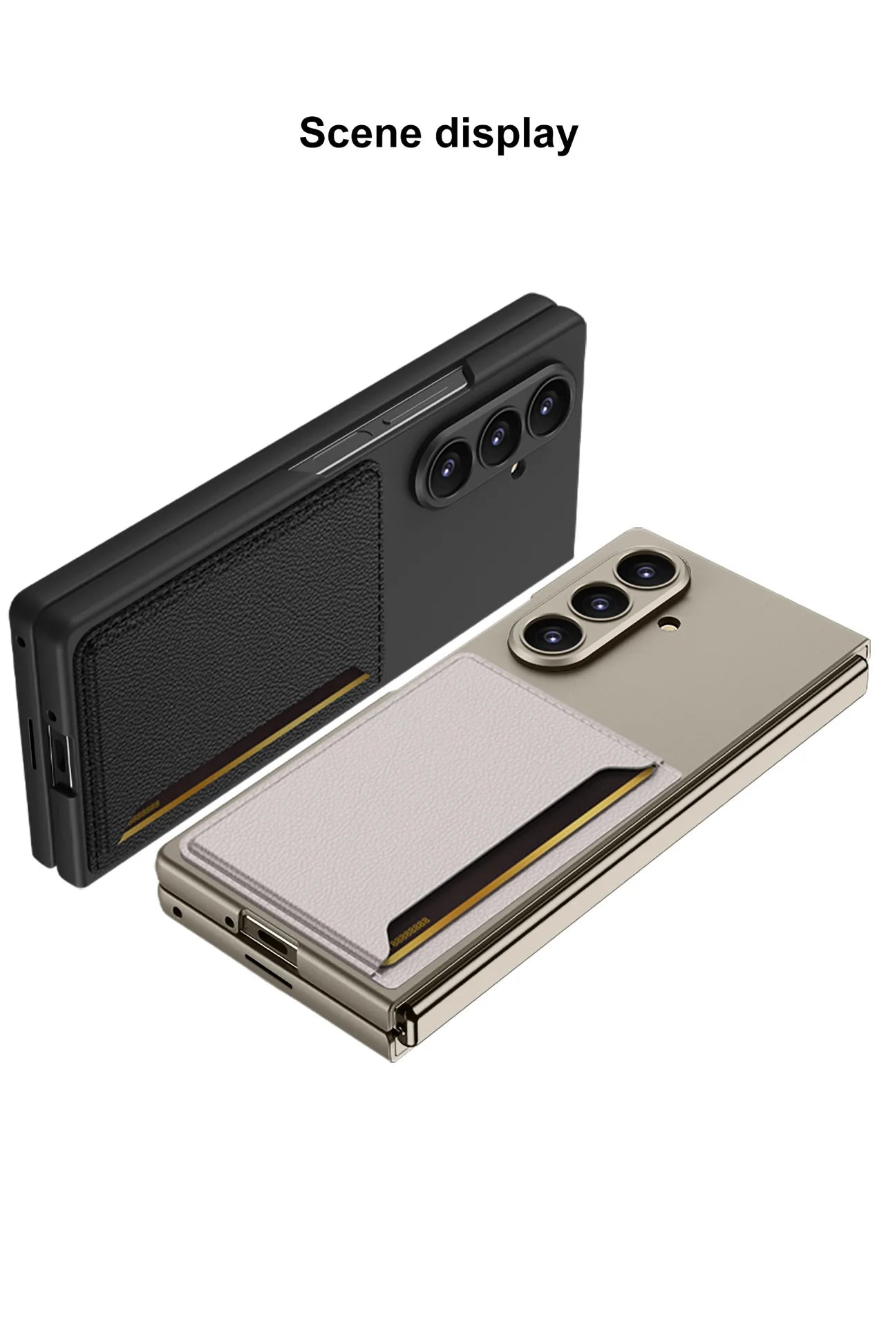 Fold7 Lichee Pattern Pu Leather Phone Case for Samsung Galaxy Z Fold 7 6 5 Card Slot Camera Protection Slim Anti Fall Hard Cover