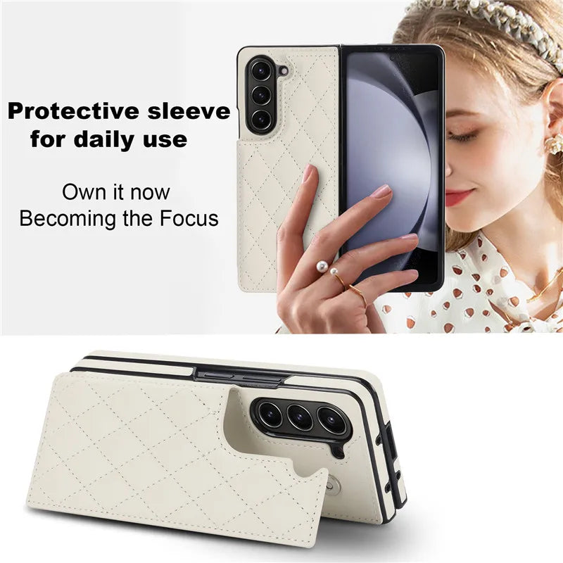 Leather Wallet Card Phone Case for Samsung Galaxy Z Fold 6 5 4 3 Fold6 Fold5 Fold4 Fold3 Shockproof Flip Stand Cover Hoesje Etui