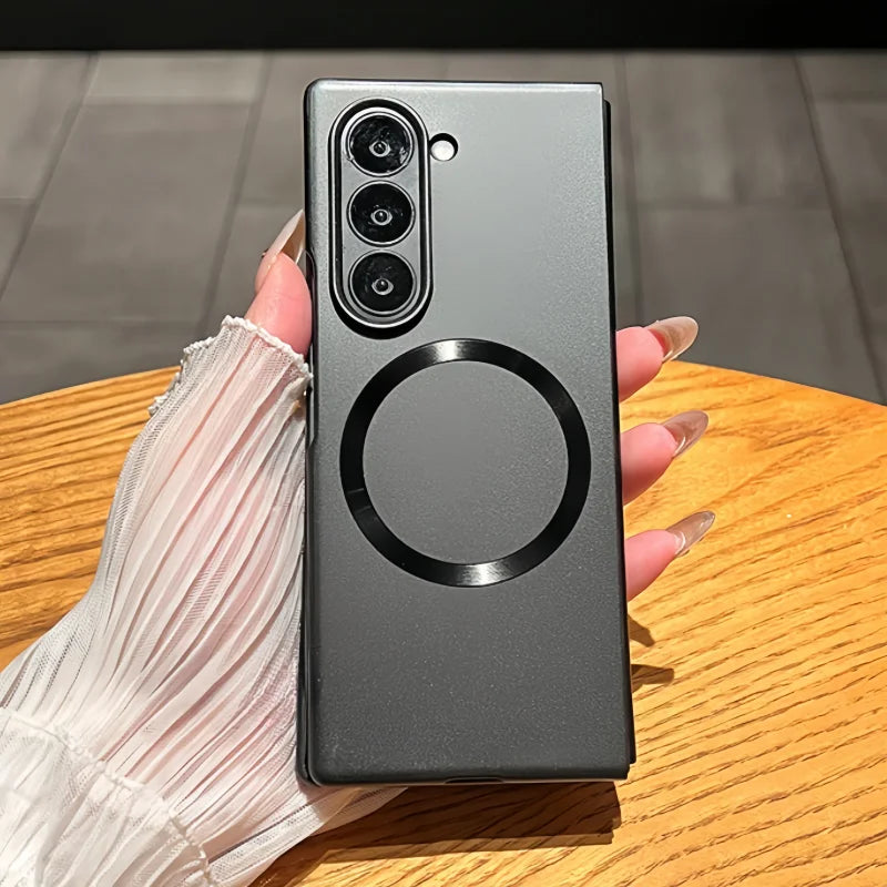 Ultra Thin Metal Paint Plating Magnetic Frosting Case For Samsung Z Fold 7 6 5 4 3 Slim Matte For Magsafe Wireless Charge Cover