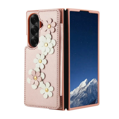 Long Lanyard Leather Wallet Card Slot Phone Case for Samsung Galaxy Z Fold 7 6 5 4 Wrist Strap Flip Purse Holder Cover Back Bag