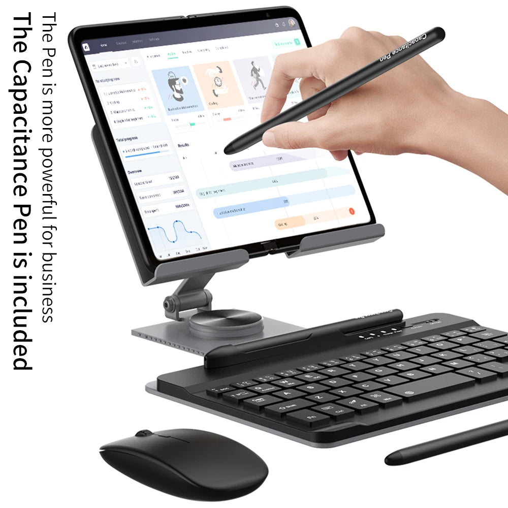 Portable Wireless Keyboard With Stand Mouse Pen