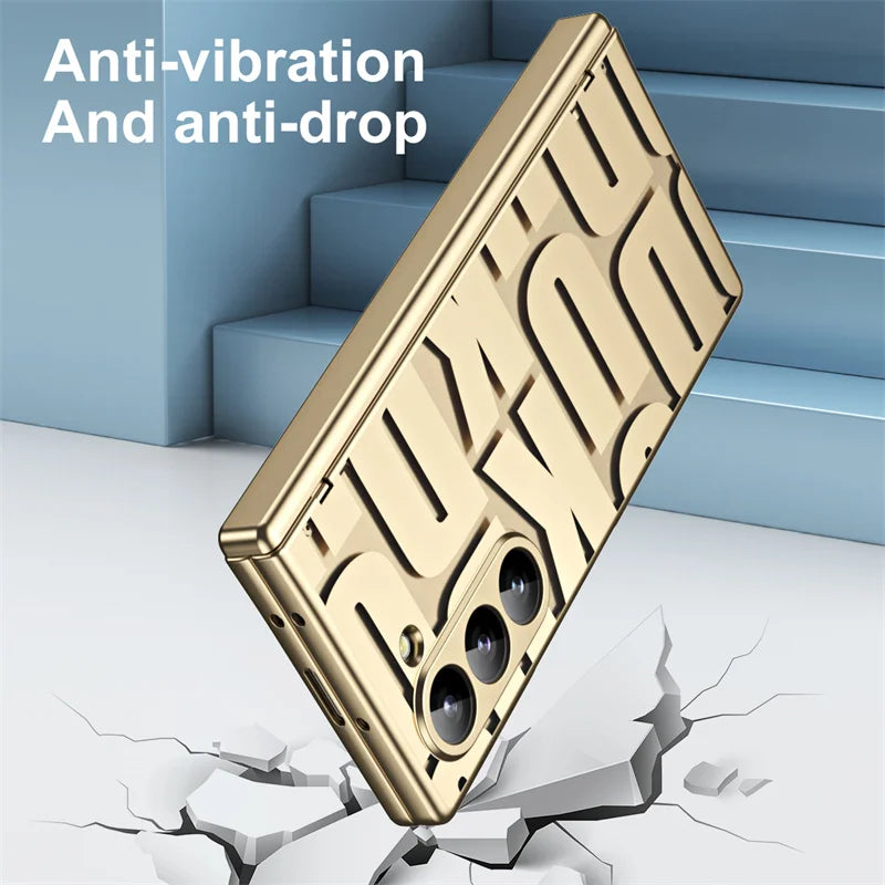 For Samsung Z Fold 3 4 5 6 5G Luxury Fashion Hinge Folding Phone Case For Samsung Z Fold 6 7 5G Trendy PC Back Cover Protective