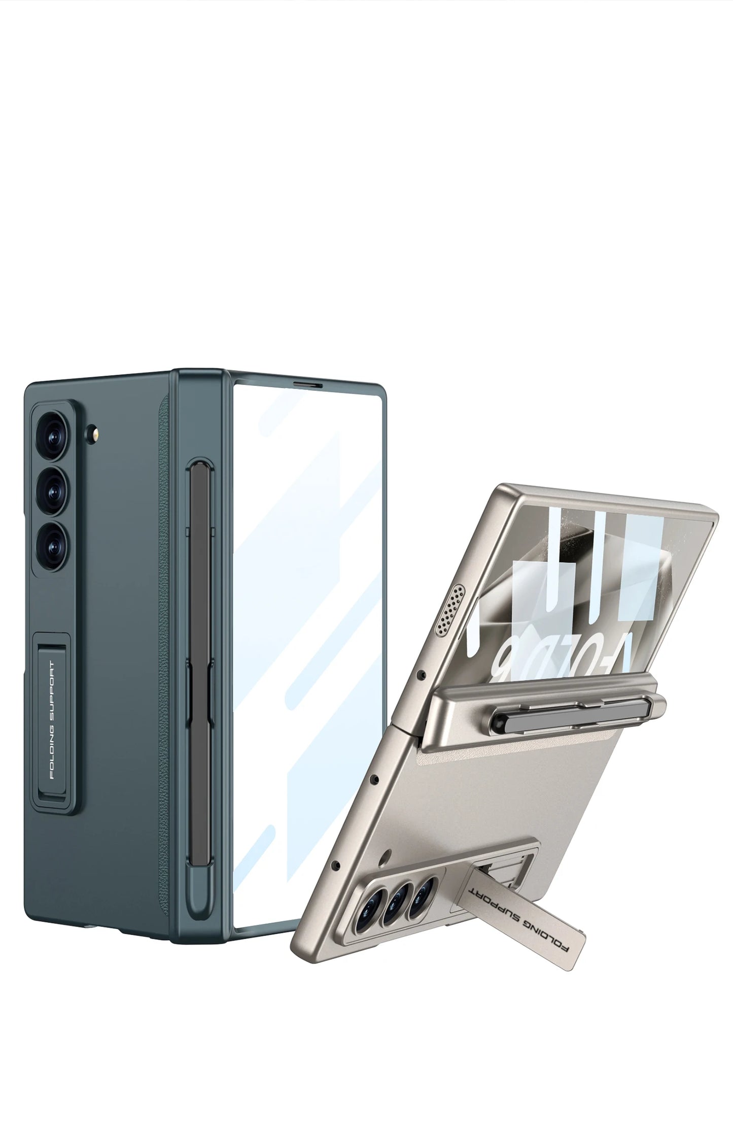 Hinge Protection Magnetic Pen Slot Cover For Samsung Galaxy Z Fold 6 5 4 3 5G Case Luxury Stand Hard PC Cover for Fold5 Fold6