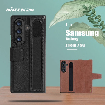 Nillkin For Samsung Galaxy Z Fold 7 5G Case Aoge Flip Leather Cases with S-Pen Holder Full Cover Protection