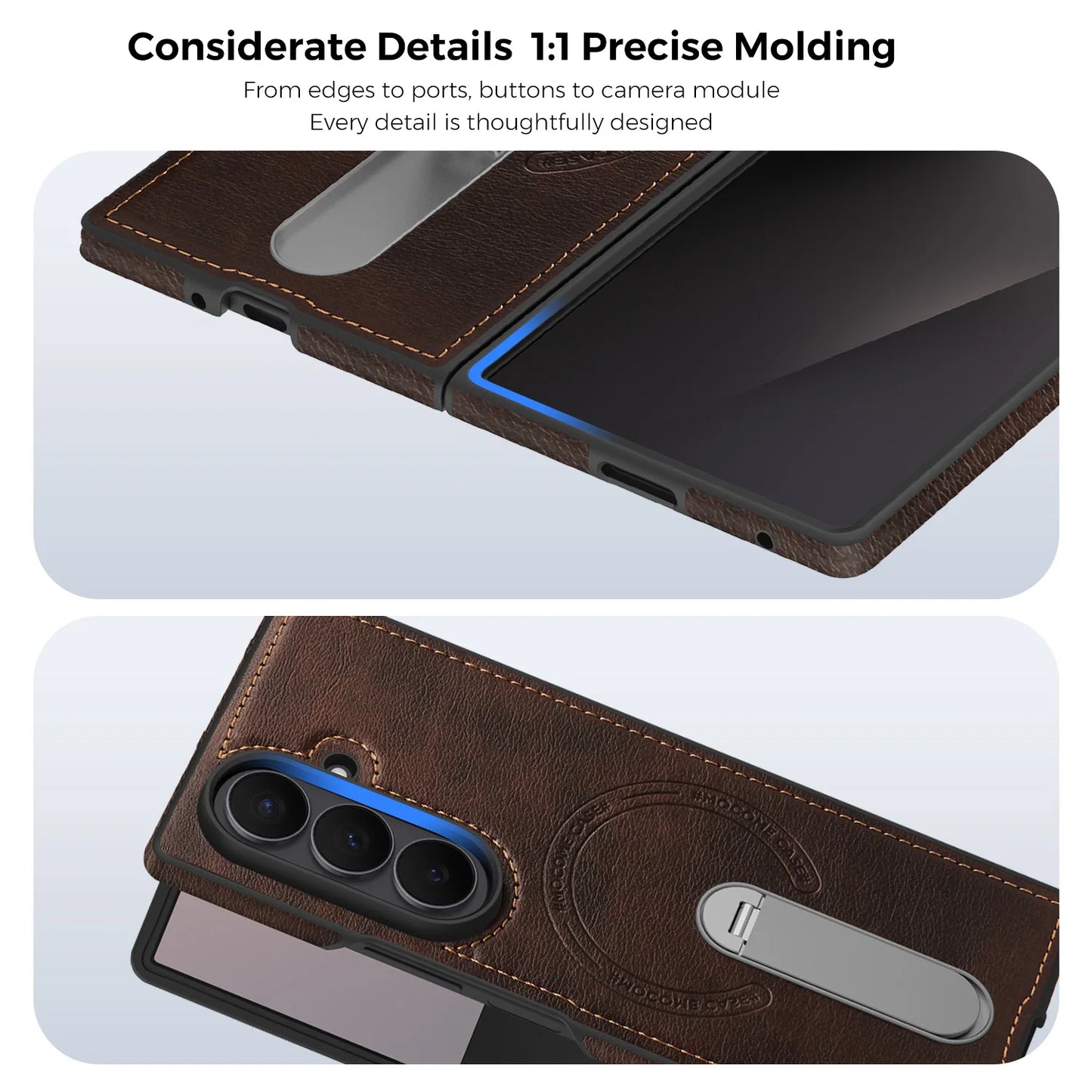 Fold 7 Strong Magnetic Phone Case for Samsung Galaxy Z Fold 7 6 5 4 3 Wireless Charging Metal Rotating Bracket Pu Leather Cover