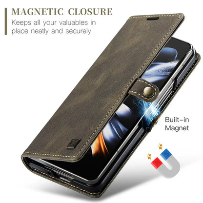 Retor Magnetic Leather Wallet Card Slots Phone Case for Samsung Galaxy Z Fold 7 6 5 4  Fold6 Fold5 Fold4 Flip Stand Cover Bag