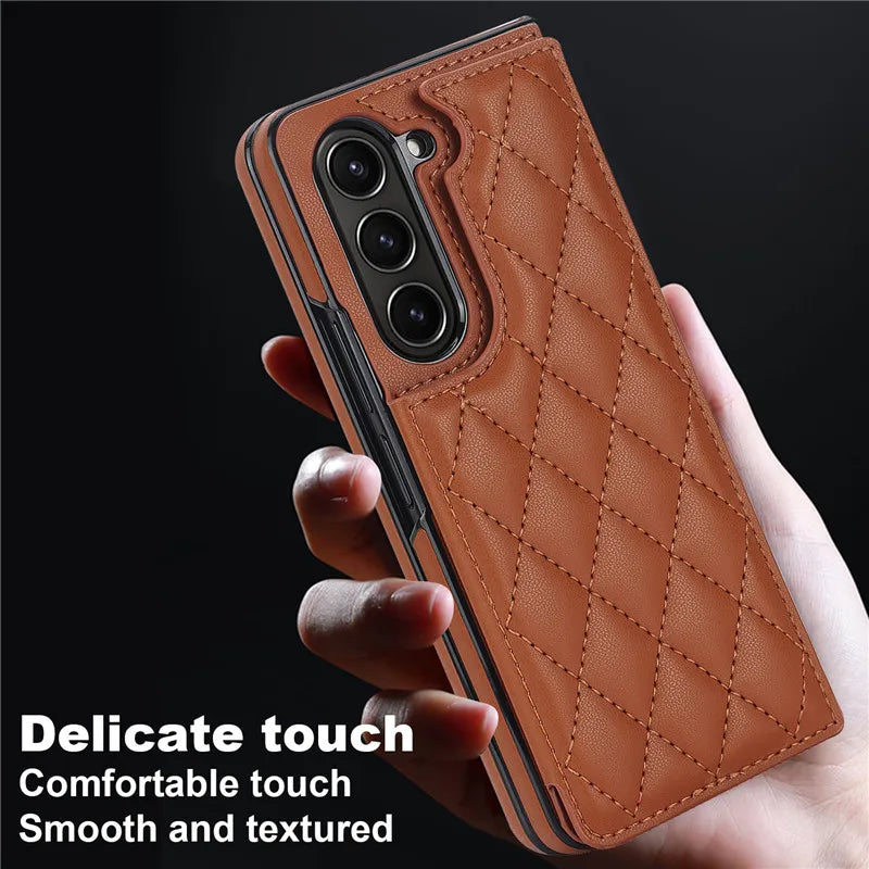 Leather Wallet Card Phone Case for Samsung Galaxy Z Fold 6 5 4 3 Fold6 Fold5 Fold4 Fold3 Shockproof Flip Stand Cover Hoesje Etui