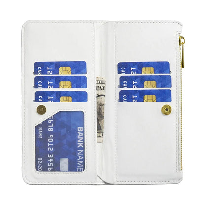 Luxury Lanyard Zipper Wallet Card Slot Phone Case For Samsung Galaxy Z Fold 7 6 5 4 3 Fold6 Fold5 Fold4 Leather Flip Stand Cover