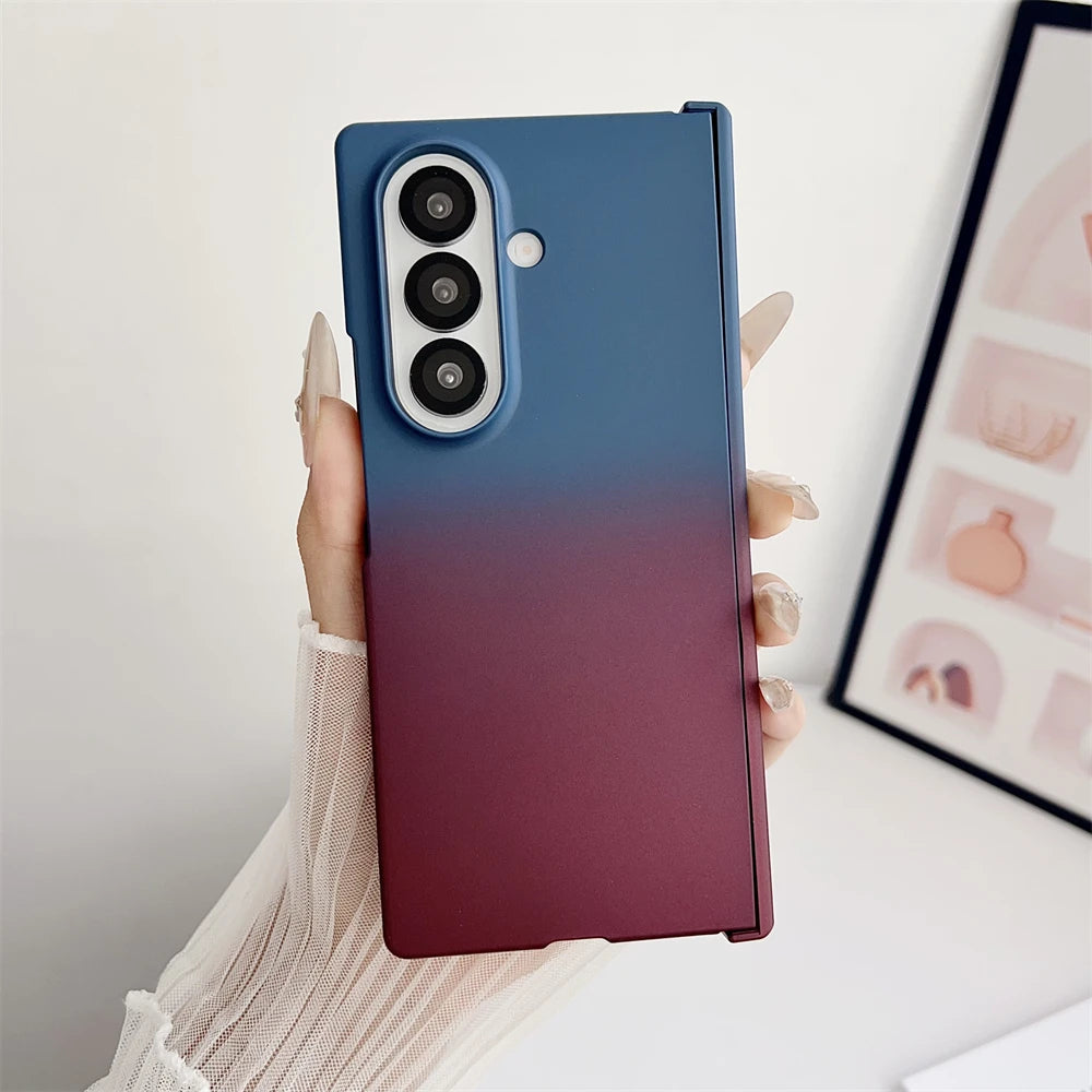 For Samsung Z Fold 7 6 Silicone Gradient Dual Color Case For Galaxy Z Fold 5 3 4 Fold6 Filp7 Hinge Protector Shockproof Cover