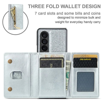 Glitter Magnetic Leather Zip Wallet Phone Case For Samsung Galaxy Z Fold 5 4 3