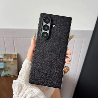 Leather Case For Samsung Galaxy Z Fold 7 6 5 4 3 Z Flip 7 6 5 4 3 Carbon Fiber Saffiano Crocodile Lychee Cover Wireless Charging