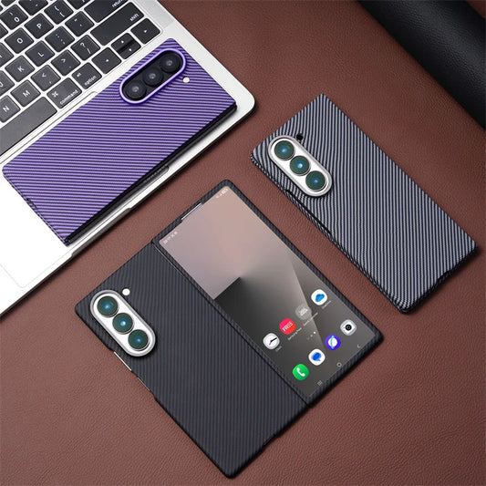 Luxury Carbon Fiber MagSafe Case for Samsung Galaxy Z Fold 3 4 5 6 7 360Full Protection Screen Glass Alloy Lens Shockproof Cover