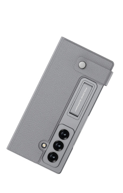 Fold7 Film+Phone Case for Samsung Galaxy Z Fold 7 Card Holder Magnetic Buckle Wallet Flip Wireless Charging Stand Leather Cover