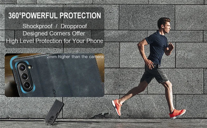 CaseMe Retor Leather Wallet Card Slot Phone Case for Samsung Galaxy Z Fold 7 6 5 4 Fold5 Fold6 Shockproof Flip Stand Cover Coque