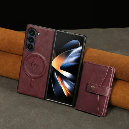 MagSafe Wireless Charging Wallet Card Phone Case For Samsung Galaxy Z Fold 7 6 5 4 3 Fold7 Fold6 Fold5 Flip Purse Holder Cover