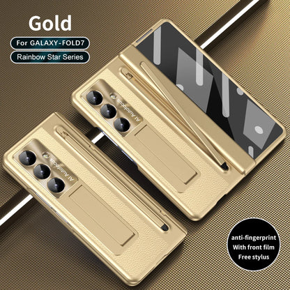 Stylus Pen Slot Bracket Phone Case for Samsung Galaxy Z Fold 7 Fold 6 5 4 Glass Film UV Electroplating Edge All-inclusive Cover