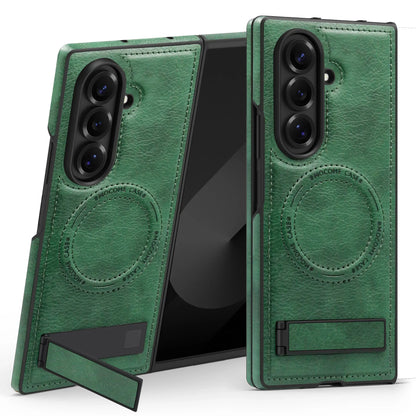 Magnetic Charging Phone Case for Samsung Galaxy Z Fold 7 Fold6 5 4 3 Invisible Bracket Anti Drop Auto Leather Protective Cover