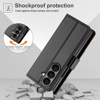 Luxury Magnetic Anti-theft Brush Leather Wallet Card Slot Phone Case for Samsung Galaxy Z Fold 7 6 5 4 3 Purse Holder Cover Etui