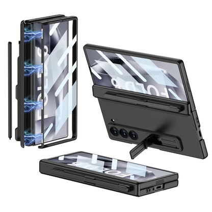 Hinge Protection Magnetic Pen Slot Cover For Samsung Galaxy Z Fold 6 5 4 3 5G Case Luxury Stand Hard PC Cover for Fold5 Fold6