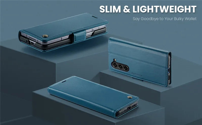 Luxury Magnetic Leather Wallet Multi Card Phone Case for Samsung Galaxy Z Fold 7 6 5 Fold6 Fold5 Shockproof Stand Cover Back Bag