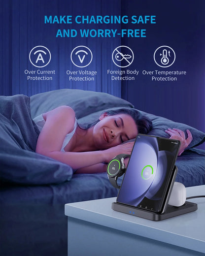 Foldable Wireless Charger 3 in 1  Stand  for Galaxy Watch Buds