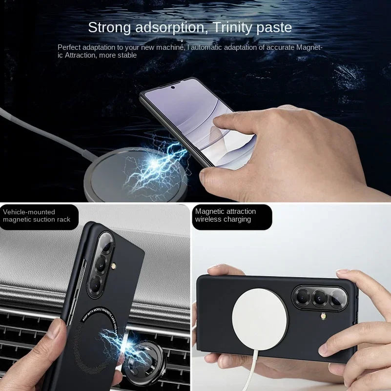 Business Sle Ultra-thin Frameless Magsafe Case for Samsung Galaxy Z Fold 7 6 5 4 3 Hard Fast Charging Shockproof Protect Cover
