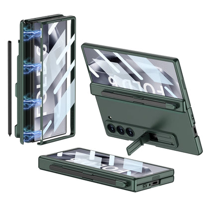 Hinge Protection Magnetic Pen Slot Cover For Samsung Galaxy Z Fold 6 5 4 3 5G Case Luxury Stand Hard PC Cover for Fold5 Fold6