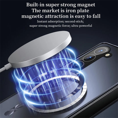 Luxury For Magsafe Wireless Charging Matte Frosted AG Case For Samsung Z Fold 7 6 zfold 5 4 3 5G Full Lens Protection Back Cover