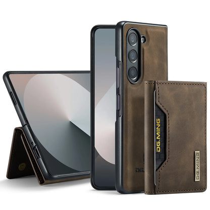 Z Fold 7 Phone Case for Samsung Galaxy Z Fold 6 5 4 3 Magnetic Detachable Metal Button Card Slot Bracket Wallet Pu Leather Cover