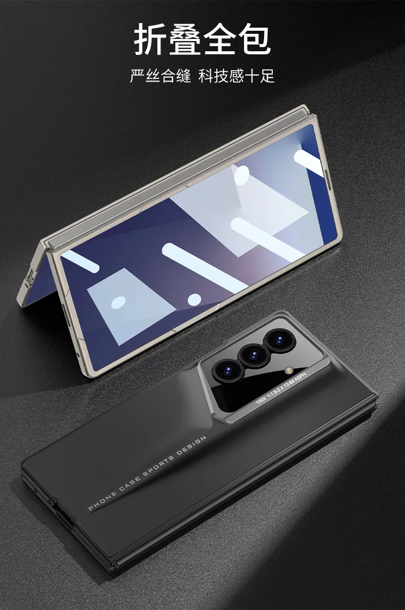 Fine Hole Matte PC Phone Case + Steel Film for Samsung Galaxy Z Fold 7 Zfold 6 5 4 Ultrathin Full Coverage Protective Hard Cover