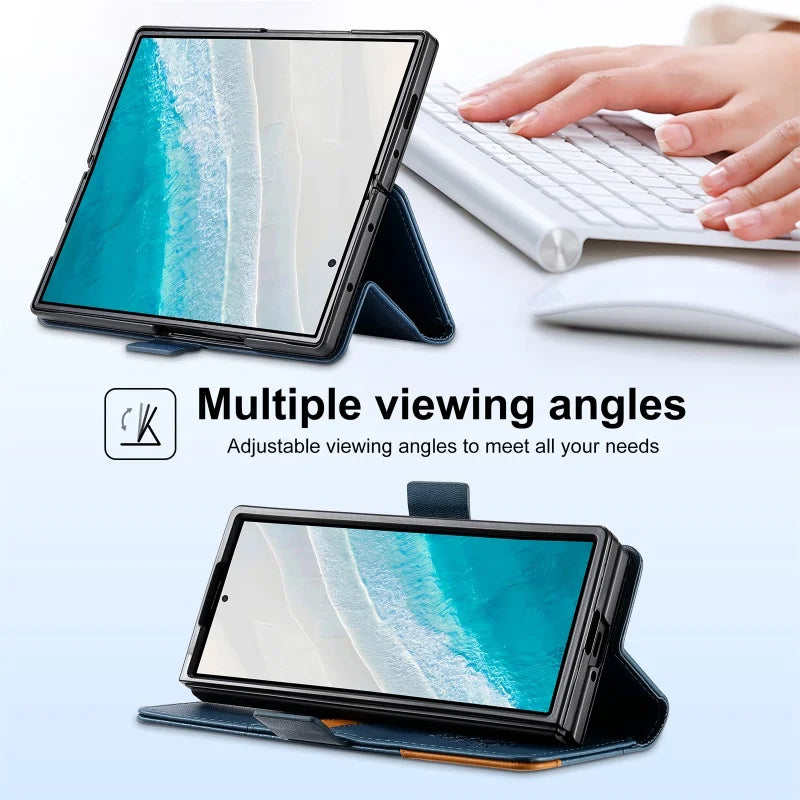 Luxury Magnetic Anti-theft Brush Leather Wallet Card Slot Phone Case for Samsung Galaxy Z Fold 7 6 5 4 3 Purse Holder Cover Etui