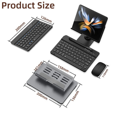 Portable Wireless Keyboard With Stand Mouse Pen