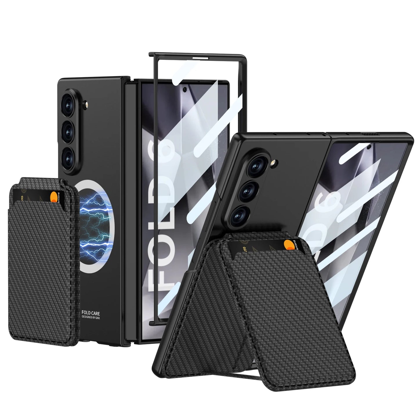 GKK Magnetic Wireless Charge Case For Samsung Galaxy Z Fold 7 6 Screen Glass Card Package Holder Cover For Galaxy Z Fold7 Case