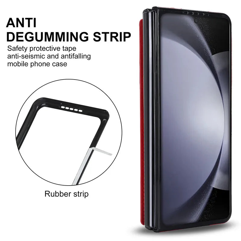 Leather Wallet Card Phone Case for Samsung Galaxy Z Fold 6 5 4 3 Fold6 Fold5 Fold4 Fold3 Shockproof Flip Stand Cover Hoesje Etui