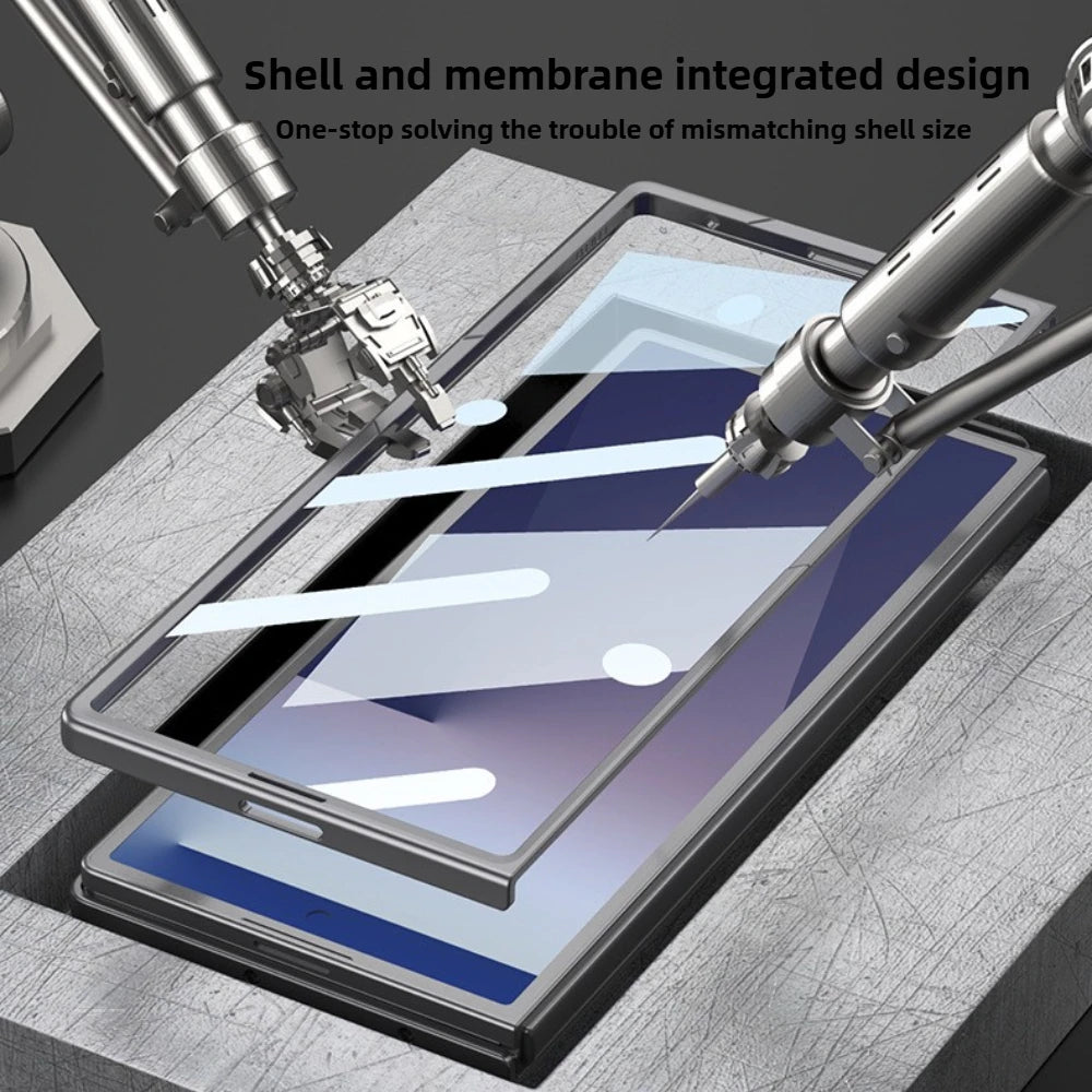 Fine Hole Matte PC Phone Case + Steel Film for Samsung Galaxy Z Fold 7 Zfold 6 5 4 Ultrathin Full Coverage Protective Hard Cover