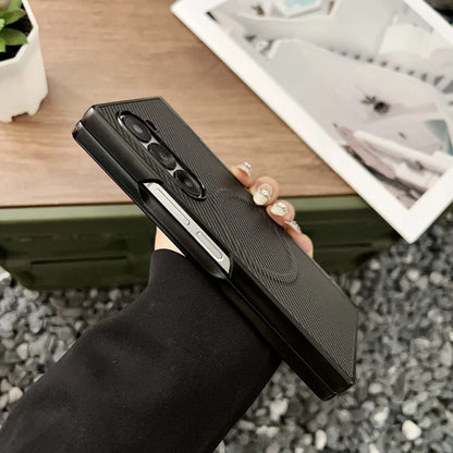 High end Carbon Fiber Magnetic Hinge Magsafe Phone Case For Samsung Galaxy Z Fold 7 6 5 4 3 5g Wireless Charging Bumper Cover