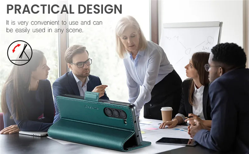 Luxury Magnetic Leather Wallet Multi Card Phone Case for Samsung Galaxy Z Fold 7 6 5 Fold6 Fold5 Shockproof Stand Cover Back Bag